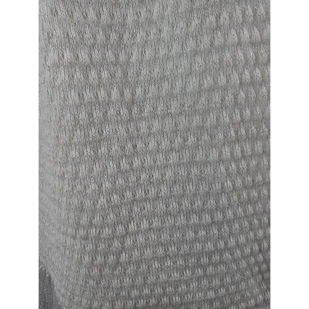 Vintage Fringed Scarf Ivory Cream Color & Silver‎ Sparkles Shawl Women's Wrap